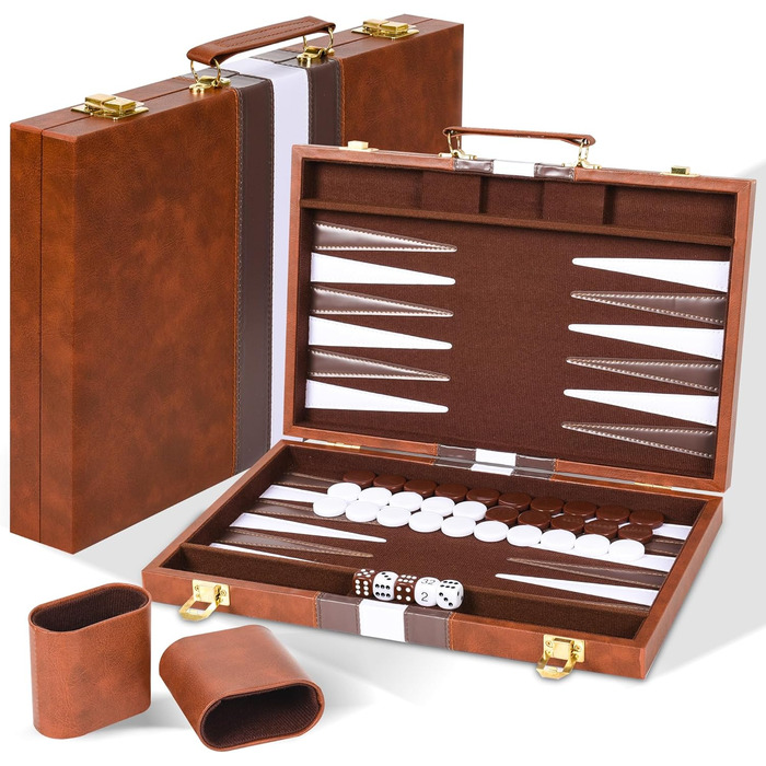 Набір шашок Cbilzxer Backgammon, 45х30 см, з кейсом з екошкіри, для дорослих та сім'ї