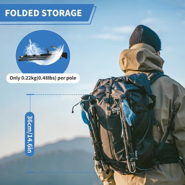 Трекінгові палиці Naturehike Ultraleicht - легкі складані палиці для піших прогулянок та трекінгу (115-135 см, алюміній 7075, чорний)