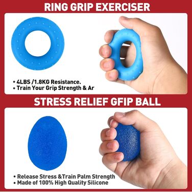 Набір для тренування сили рук та пальців GoorFach (6 шт.) - регульований підсилювач хвата, тренажер для фітнесу, синій