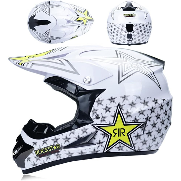 Мотошолом Motocross UIGJIOG для катання на мотоциклі, гірському велосипеді, ATV, BMX, Downhill, Offroad, Enduro. Дитячий мотошолом для мотоцикла, гірського велосипеда. Білий, розмір S (52~53 см)