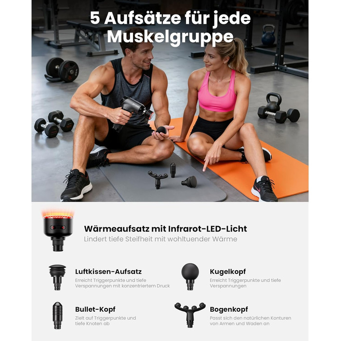 Масажер для тіла BOB AND BRAD T2 Ultra з підігрівом та терапією червоного світла. Професійний масажер глибоких тканин для спортсменів. Портативний масажер для відновлення м'язів. Подарунок для чоловіків та жінок.