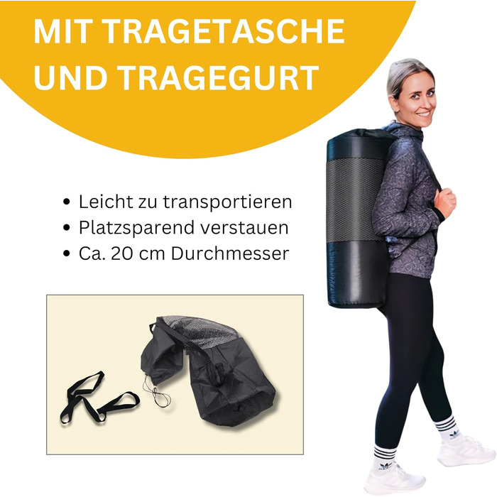 Тренувальний килимок преміум-класу: фітнес, йога, гімнастика | неслизький | товстий та довгий | 190 x 60 x 1,5 см (сірий)