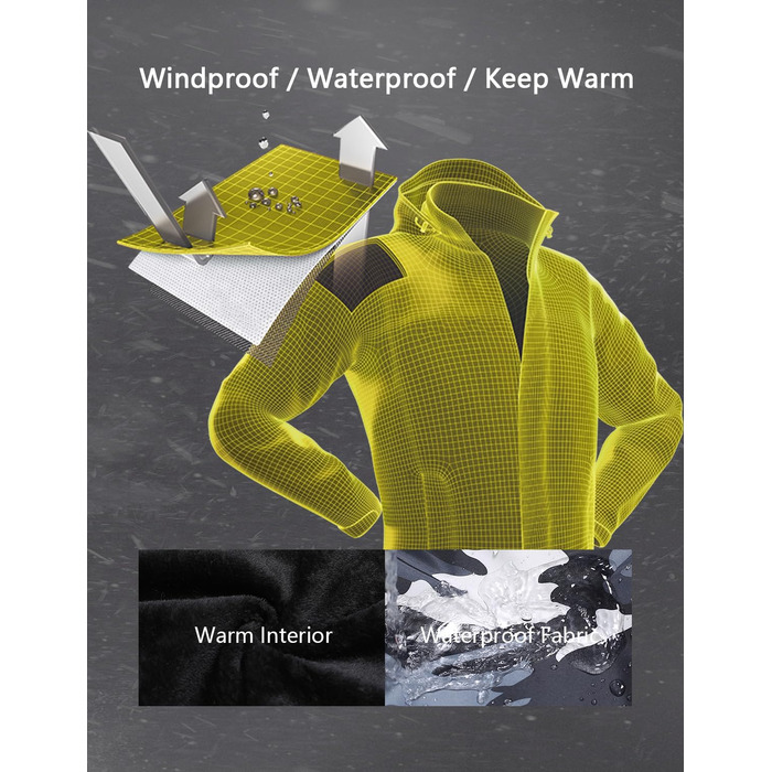 Чоловіча зимова куртка для катання на сноуборді та лижах, водонепроникна, з капюшоном, чорно-камуфляжна, розмір L