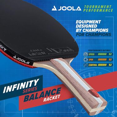 Ракетка для настільного тенісу JOOLA Infinity Balance – професійна, для тренувань та змагань. Гума JOOLA Method 38. Швидкість/Спін/Контроль: 92/92/92