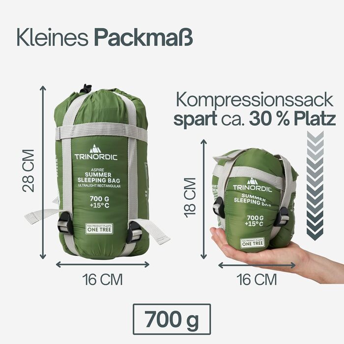 Сплячий мішок Trinordic 700g Ultraleicht – для дорослих, кемпінг, походи, bikepacking, подорожі