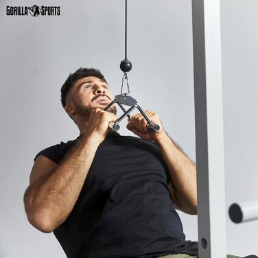 GORILLA SPORTS® набір рукояток для тяги, тросовий та трицепсовий, з/без обертального механізму, окремо або в наборі, хромований, насічка, до 200 кг, паралельний, для блочного тренажера