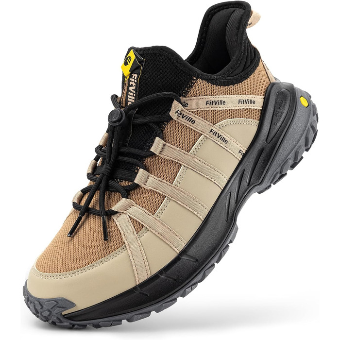 Черевики для трекінгу чоловічі FitVille, широкі, підошва не слизька, зручні, дихаючі, для походів у гори, легкі, кросівки 43 EU, теплі, бежево-пісочні