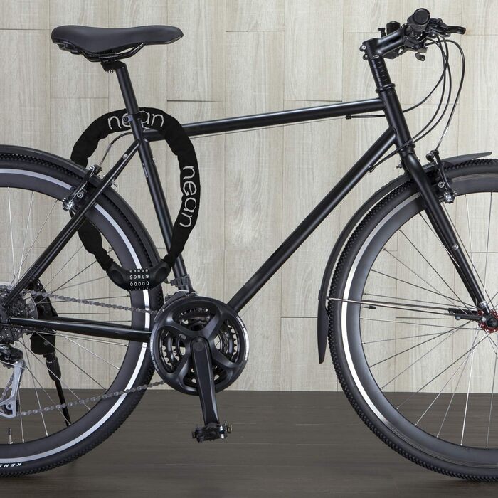 Замок для велосипеда Nean з кодом та високим рівнем безпеки, ланцюговий замок, код-комбінація, посилені сталеві ланки, 6 мм x 900 мм, чорний