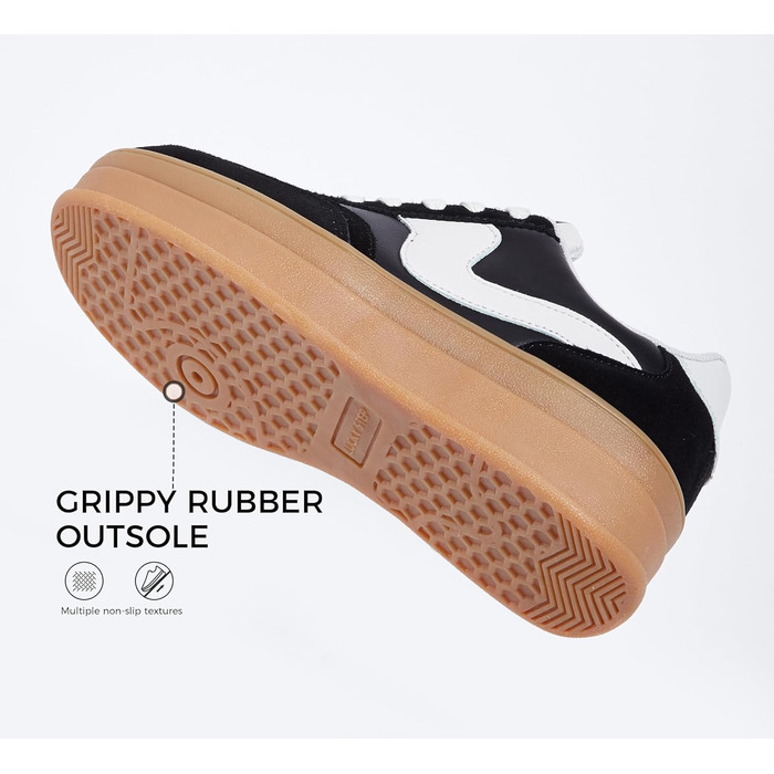 Жіночі кросівки на платформі LUCKY STEP – модні масивні кросівки, зручні шнурівки для повсякденного носіння та прогулянок з прошитими деталями, чорно-білі, 38 EU