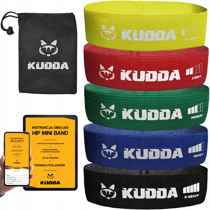 Набір фітнес-резинок KUDDA hip mini band, 5 шт, багатоколірні