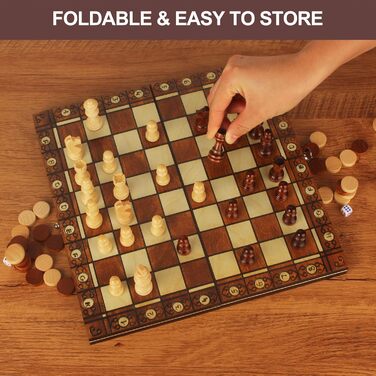 Магнітний шаховий набір, 29 x 29 см, дерево, 3-в-1, для подорожей, партії, сім'ї, дітей