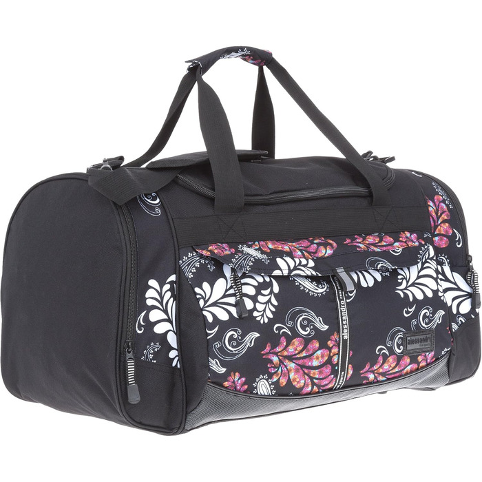 Спортивна сумка ALESSANDRO ELEPHANT Mate 55 см, 45 л, чорний з білим орнаментом, для фітнесу та подорожей