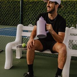 Ізольована пляшка для води Bottle Bottle з трубочкою та подвійним кришкою, спортивна сталева пляшка для чоловіків з ручкою, вакуумна сталь, для тренувань та спорту, 1,8 л (фіолетовий)