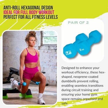 Гантелі Urban Fitness K-REY-UFW033 2x2 кг, неопрeн, шестигранні, сині