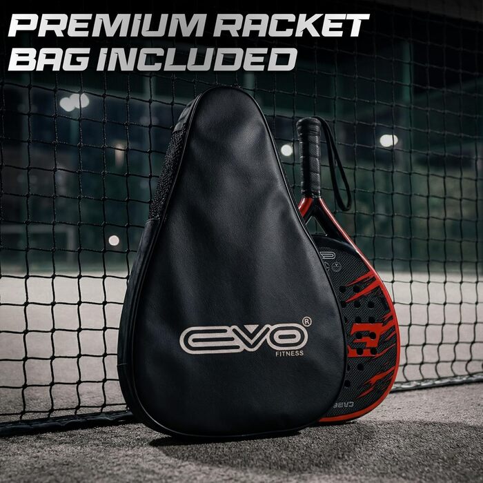 Ракетка для падел EVO Fitness Carbon – легка (350г), з м'яким EVA-керном для контролю, велика площа (525 см²) для дорослих