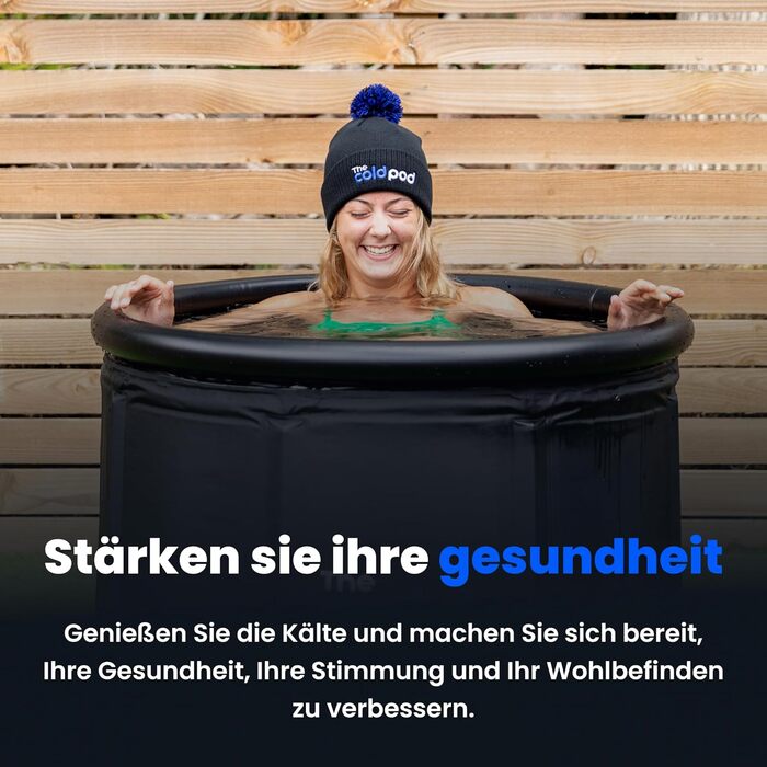 Тонна для криотерапії Eisbad для спортсменів з кришкою, портативна ванна для криотерапії, Cold Pod, складана надувна ванна для внутрішнього та зовнішнього використання (75 см)