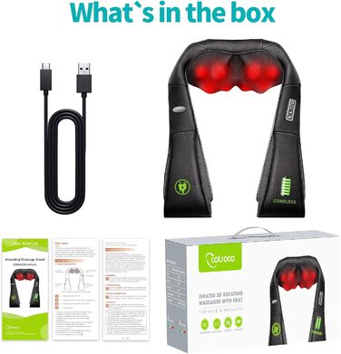 Масажер для шиї та спини Cotsoco, бездротовий, з підігрівом, 3D масаж, для жінок та чоловіків