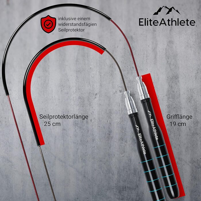 Скакалка EliteAthlete для дорослих, швидкісна, з запасним шнуром, професійні підшипники, для фітнесу, кросфіту та боксу, з чохлом і захистом для шнура, синя