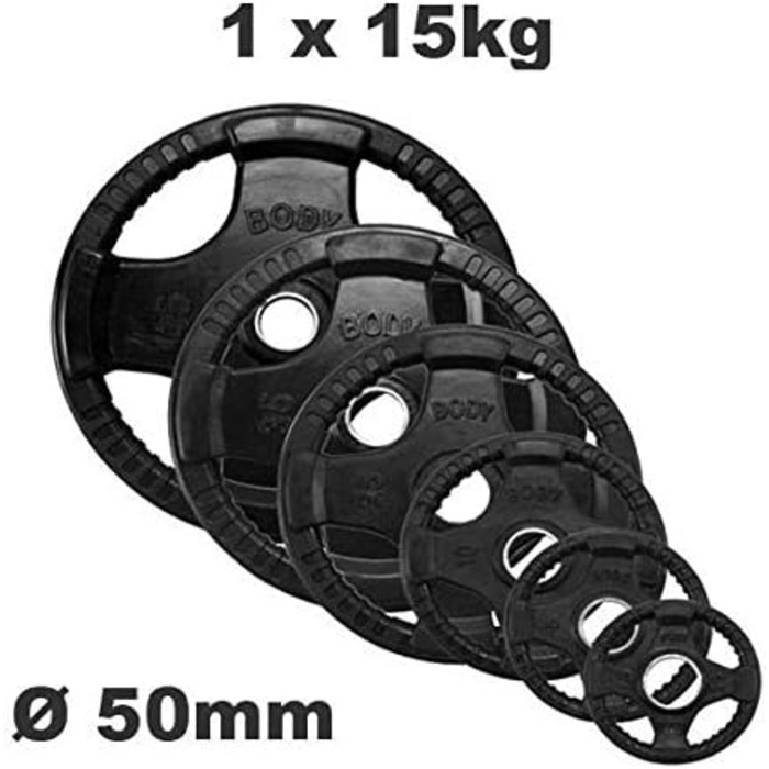 Олімпійський гумовий диск Body Solid 15 кг з 4 ручками ORTK