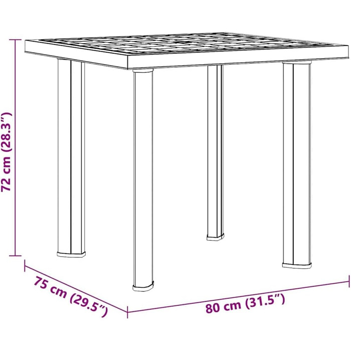 Садовий стіл vidaXL 101x68x72 см, пластиковий, білий, з отвором для парасольки - для балкона та саду