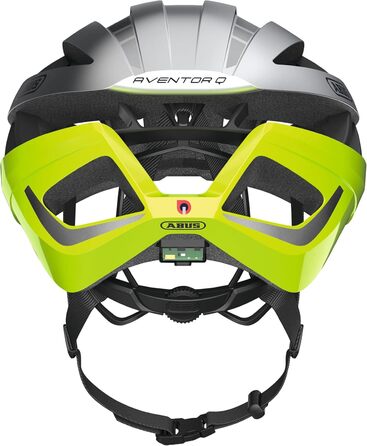 Велошолом ABUS Aventor Quin з датчиком аварій та SOS-сповіщенням, для дорослих, розмір L (57-61 см), жовтий/сріблястий, для шосейного велосипеда