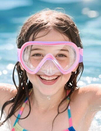 Дитяча маска для плавання та снорклінгу Supertrip, 6-14 років, скло, рожево-фіолетовий