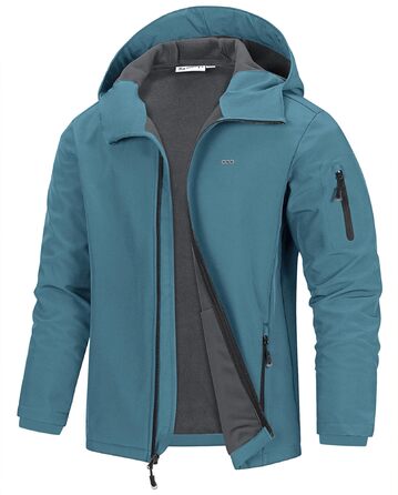 Чоловіча водонепроникна вітровка-софтшелл Jacke Herren 4XL блакитна. Куртка для туризму та активного відпочинку з капюшоном
