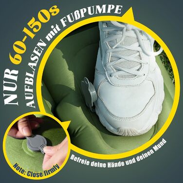 Каремат туристичний Yuzonc Double, самонадувний, з насосом, зелено-блакитний