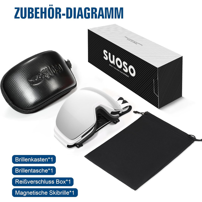 Скі-маска Suoso OTG для чоловіків та жінок - скі-окуляри з UV-захистом, антизапітніння, сумісні з шоломом, чорно-синій