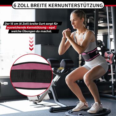 Пояс для важкої атлетики RitFit 6'' (Рожевий, XS) для силових тренувань, бодібілдингу та пауерліфтингу з липучкою