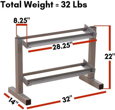 Стійка для гантелей Body-Solid Powerline PDR-282X, 2 полиці, металева, професійна