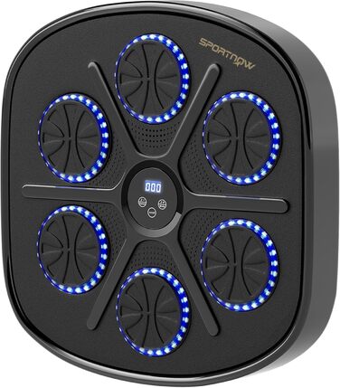 Музична боксерська машина SPORTNOW з LED-підсвіткою, Bluetooth, настінний боксерський мішень для дому, чорна