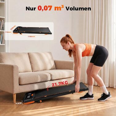 Бігова доріжка для дому з нахилом 7%, Walking Pad 5: реабілітація, 5 рівнів вібрації, під стіл з додатковою ручкою, LED, 2.5HP, швидкість до 7.5 км/год, управління з пульта, до 136 кг, з APP