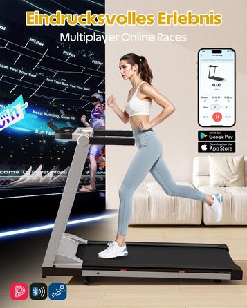 Lacuffy Біговий доріжка для дому, складаний, Walking Pad з нахилом 6%, велика площа бігового полотна 112 * 42 см, вантажопідйомність 158 кг, для високих людей, срібно-чорний колір