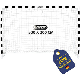 Ворота для футболу та гандболу BEST SPORTING 300x200/160 см з металу та сіткою (чорний/білий)