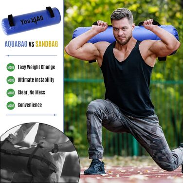 Мішок для фітнесу Yes4All з водою 36.3 кг, Aqua Bag для тренувань, великий, прозорий темно-синій