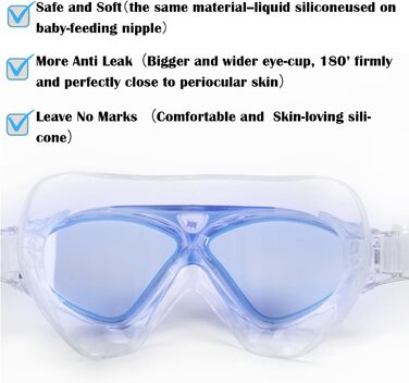 Окуляри для плавання Winline Anti-Fog для дорослих та дітей, захист від затуманення, UV-фільтр, чіткий огляд, блакитні/прозорі лінзи