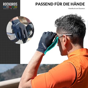 Велосипедні рукавички ROCKBROS Road to Sky: дихаючі рукавички з сенсорним екраном для MTB, шосе та циклізму, чоловічі/жіночі, зелені (M, блакитні)