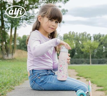 Термос-пляшка alfi KIDS ISO 500 мл рожевий для дітей, нержавіюча сталь, герметична, з кришкою, тримає 12 годин тепло, 24 години холод, для газованої води, BPA-free