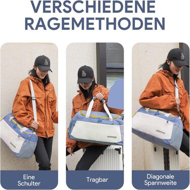 Спортивна сумка для жінок, велика, XL, 52x24x27 см, для спортзалу, подорожей, вихідних, клініки (біла)