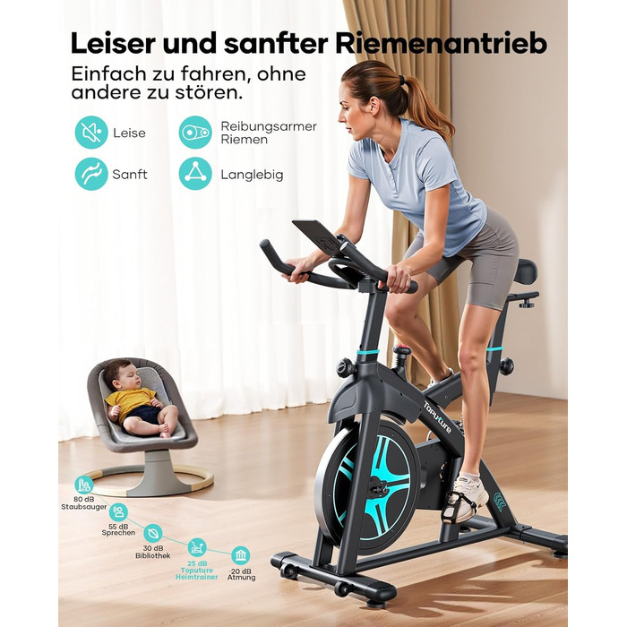 Велотренажер Heimtrainer 2025 з додатком, амортизацією, до 160 кг, регульованим опором, тихий спінінг байк для дому з LCD-дисплеєм і комфортним сидінням