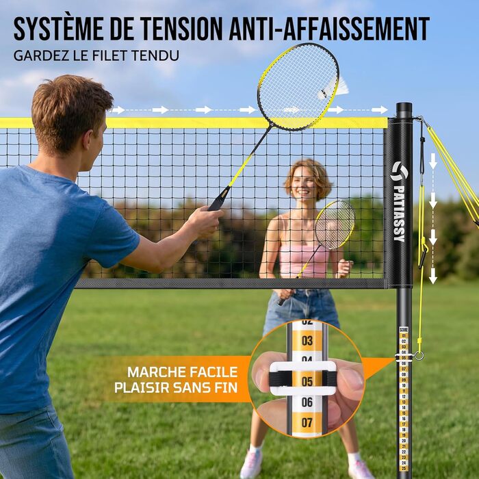 Мережа для бадмінтону професійна, нейлон, для вулиці та залу