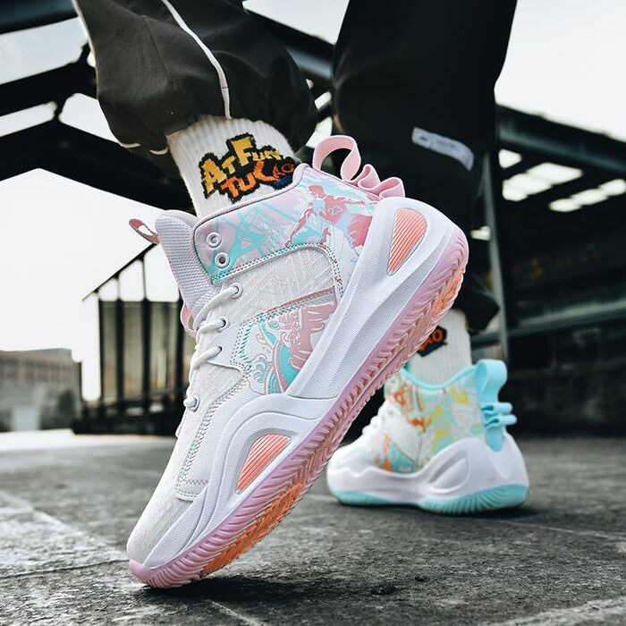 Кросівки для баскетболу та волейболу, дихаючі, зручні, з антиковзаючою підошвою, для жінок та чоловіків, розмір 39.5/41 EU, зелено-рожеві