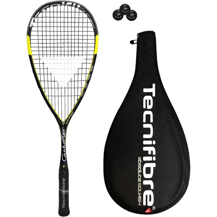 Тенісний ґравійний м'яч Tecnifibre Carboflex 125 Heritage для сквошу (різні варіанти) (1 ракетка та 3 професійні м'ячі для сквошу)