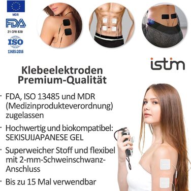 iStim EV-804 TENS/EMS: 2-канальний масажер для зняття болю та м'язової стимуляції – 24 програми, 7 режимів, 8 електродів, для спини, шиї, колін