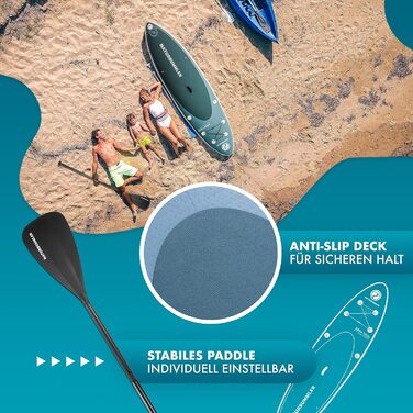 Надувна SUP-дошка Naturbummler 330x81x15 см, комплект для початківців і досвідчених, CO2-нейтральна, туркізова, німецький бренд