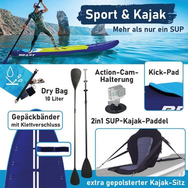 SUP дошка BRAST Turtle надувна з комплектом аксесуарів 320x81x15 см, темно-синя, гарантія 5 років