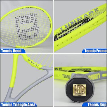 Тенісний ракетовий комплект для дорослих: легкий, з чохлом, 27 дюймів, жовтий Head