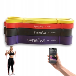 Набір з 4 фітнес-резинок Power Band для підтягувань та кросфіту Synerva + eBook