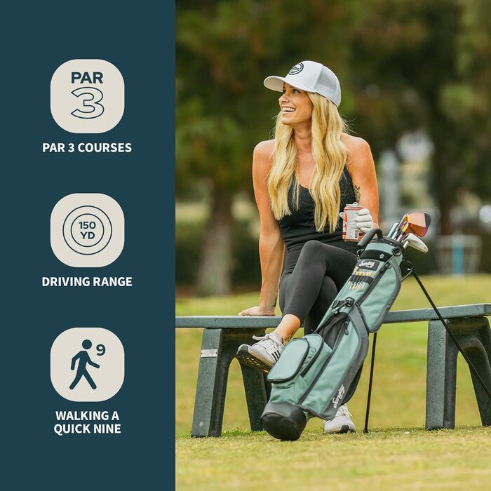 Гольф сумка Sunday Loma: легка сумка з ременем та стійкою – ідеальна для поля, Par 3 та Executive курсів